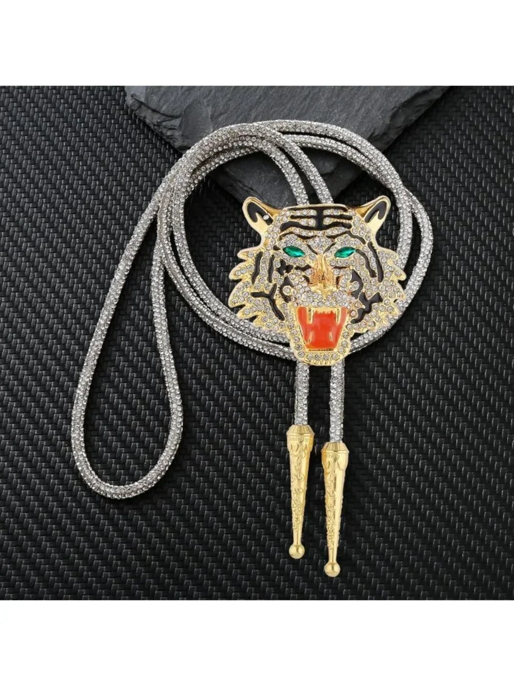 Stylish Western Bolo Tie for Men & Women - Brown Rhinestone Cowboy Neck Tie